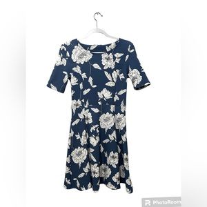 Suzy Shier, Blue and White Flower Print Women Dress, XS